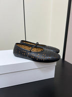 The Row Garden Mary Janes Flats Black Calfskin 340034