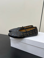 The Row Garden Mary Janes Flats Black Calfskin 340034