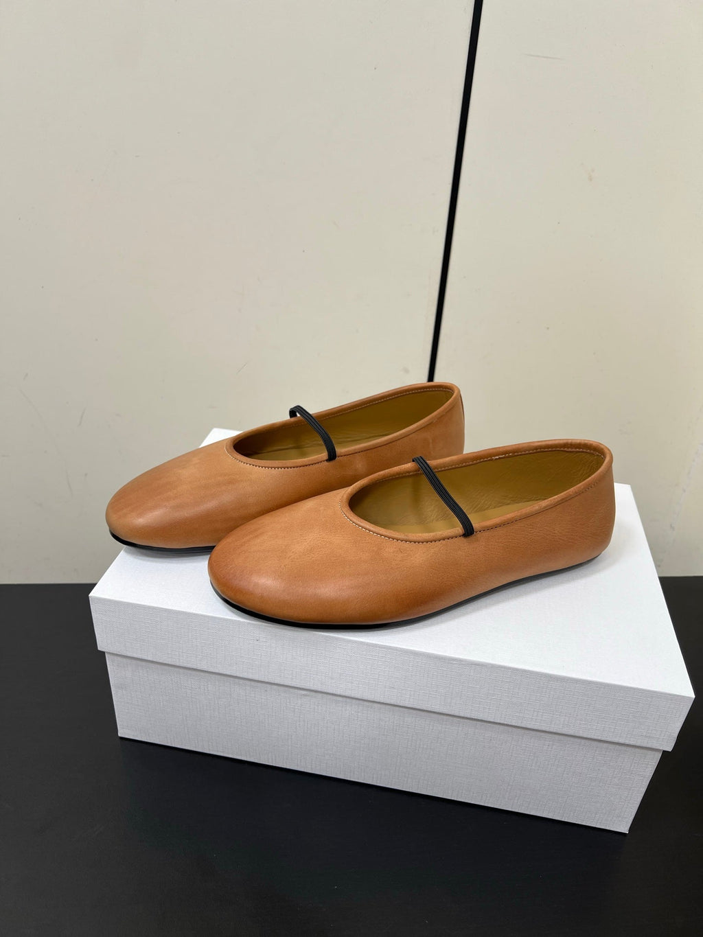 The Row Elastic Ballet Slipper In Gold Calfskin 340035