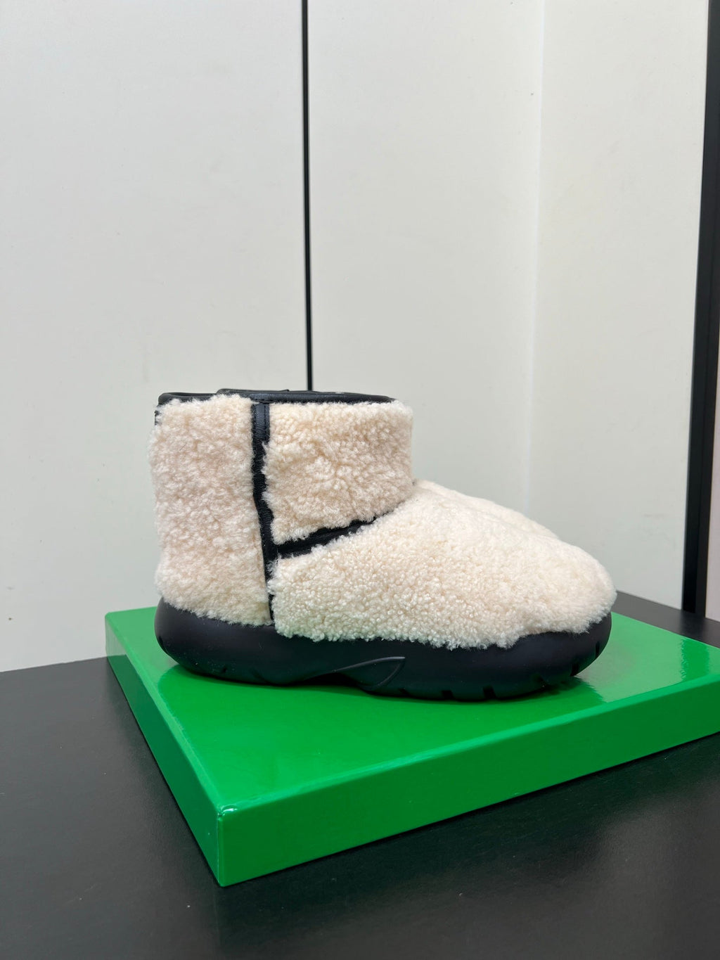 BV Mini Snap Ankle Boot White Calfskin Shearing 538961