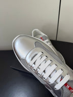 Prada America's Cup Sneaker Sliver Metalic Leather 618917