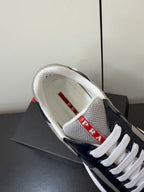 Prada America's Cup Sneaker Black White Patent Leather Mesh 618929