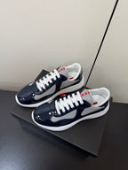 Prada America's Cup Sneaker Black White Patent Leather Mesh 618929