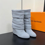 LV 26s Mid-Calf Boots 110 Gray Knit Fabric 619402