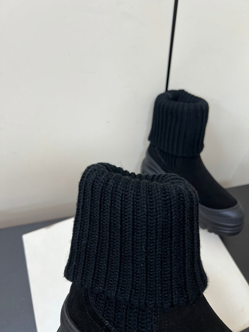 Brunello Cucinelli Ankle Boots Black Knitted Suede 619497