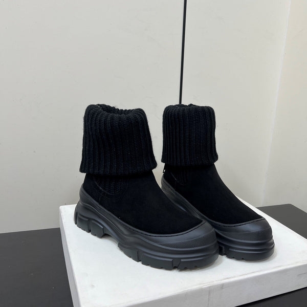 Brunello Cucinelli Ankle Boots Black Knitted Suede 619497
