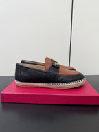 Valen Palm Avenue Loafer Black Brown Raffia Calfskin 619034