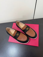 Valen Palm Avenue Loafer Black Brown Raffia Calfskin 619034