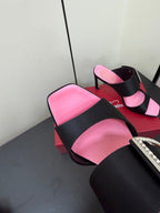 RV Trompette Sandals 8.5cm Black Pink Satin 619600