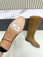 HM 25ss Kelly Buckle Riding Boots Brown Suede 576116