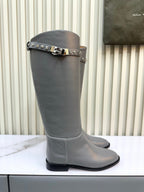HM 25ss Kelly Buckle Riding Boots Gray Cowhide 576120