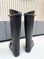 HM 25ss Kelly Buckle Riding Boots Black Cowhide 576121