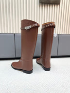 HM 25ss Kelly Buckle Riding Boots Brown Cowhide 576125
