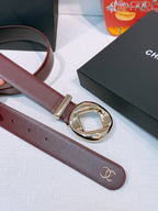 CC Pre 26s Belt 3.0cm Burgundy Light Gold Calfskin 203375