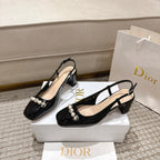 CD 25 slingback black pearls patent leather 396119