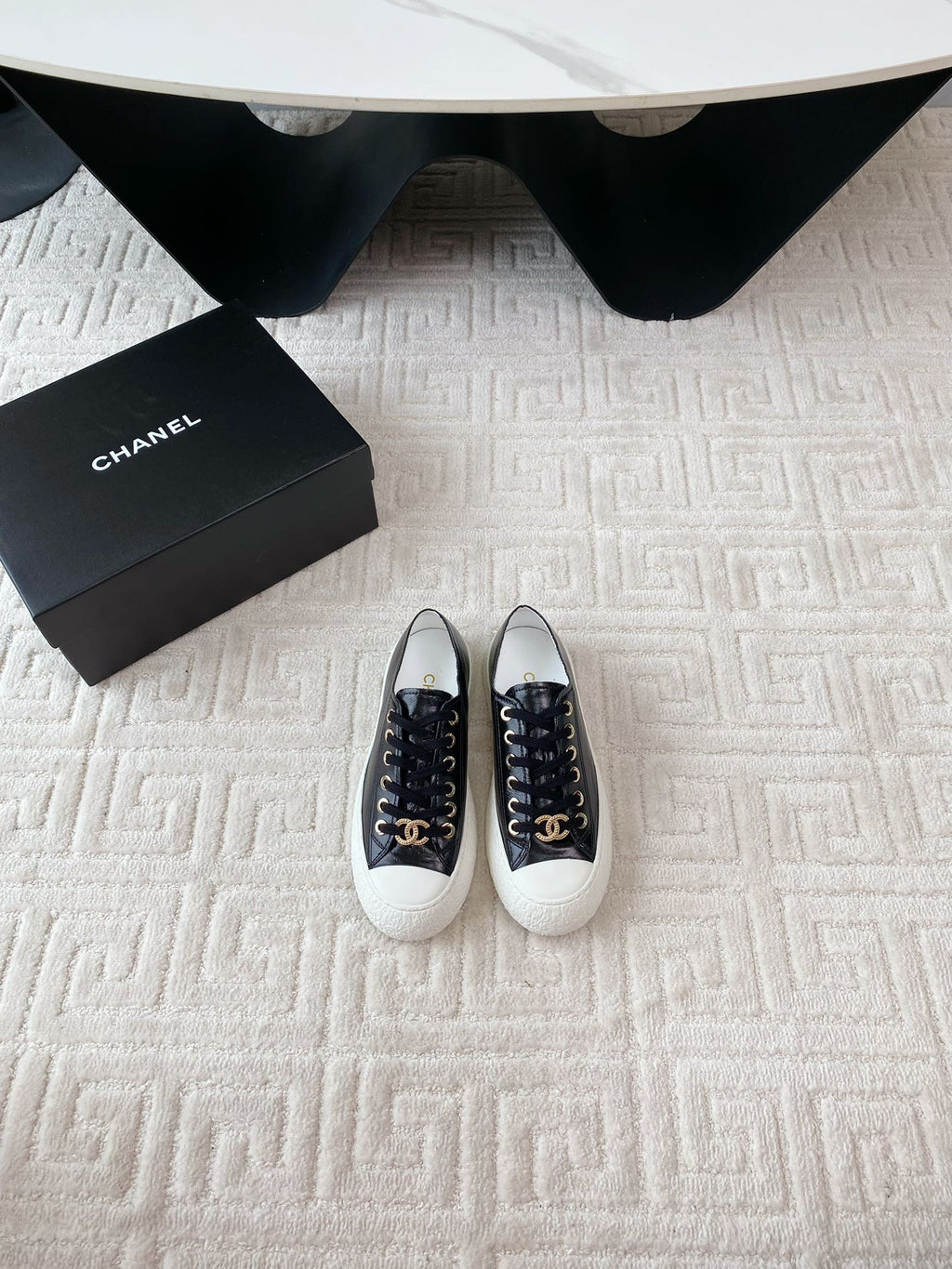 CC Low Sneaker 35mm Black Wrinkled Cowhide