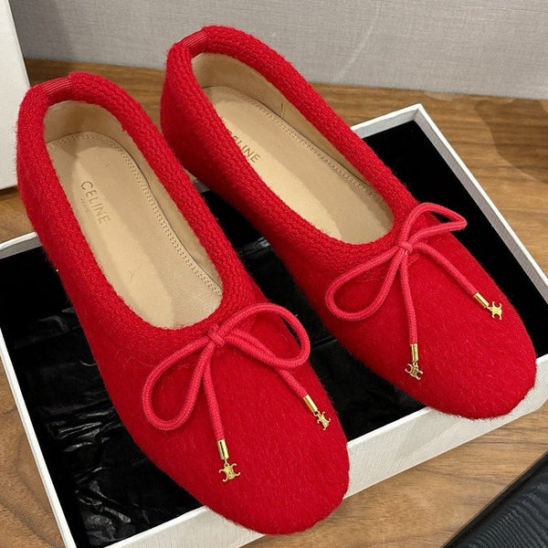 Celine 25 Ballet Flat Red Blend Knitted Wool 541481