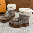 LV 2026 Cortina Ankle Boot Silver Brown White Silver Sequin Wool 594927