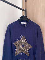 Dior 2025 Long-Sleeve Shirt Navy Blue mix Brown Wool