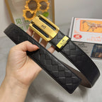 HM Belt 38mm Black Calfskin Leather Gold Buckle 619596