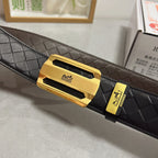 HM Belt 38mm Black Calfskin Leather Gold Buckle 619596