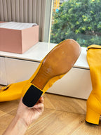 Miu Boots With Buckle Yellow Nappa Leather 506634
