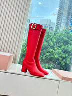 Miu Boots With Buckle Red Nappa Leather 506636