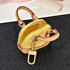 LV Alma Bag Charm Yellow mix Beige Cowhide Canvas
