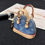 LV Alma Bag Charm Denim Blue mix Beige Cowhide Canvas