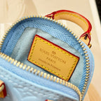 LV Alma Bag Charm Blue mix Beige Cowhide Canvas