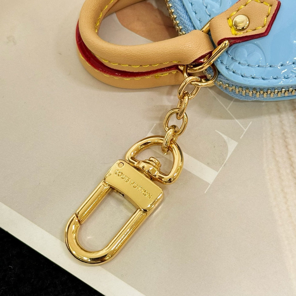 LV Alma Bag Charm Blue mix Beige Cowhide Canvas