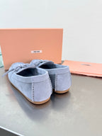 Miu Logo Loafer Light Blue Suede 693516