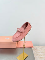 Miu Logo Loafer Pink Suede 693518
