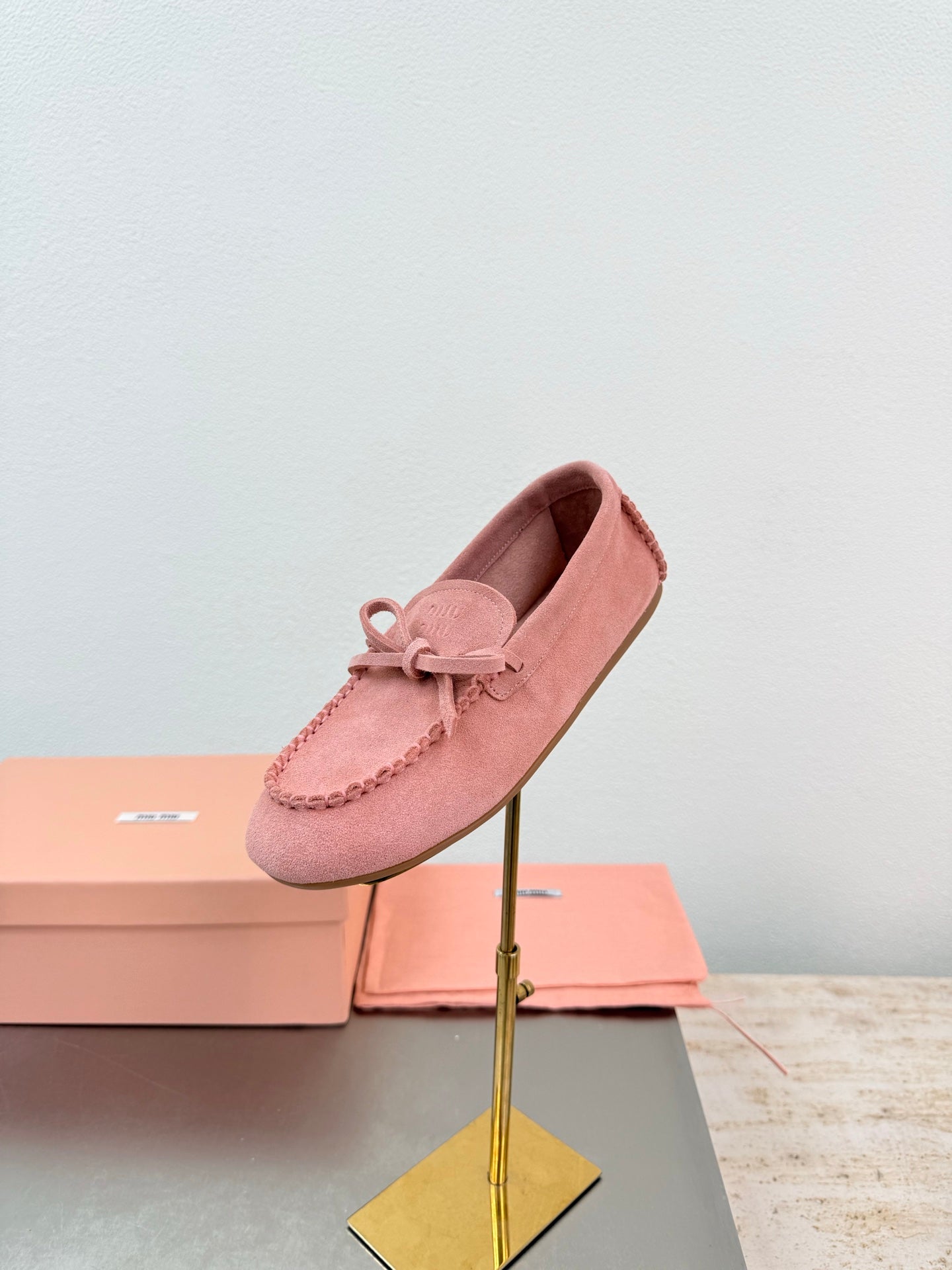 Miu Logo Loafer Pink Suede 693518