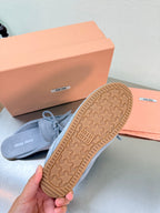 Miu Logo Mule Light Blue Suede 693523