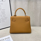 HM Kelly 25cm Brown Togo Leather Silver Hardware