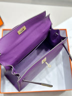 HM Kelly 25cm Purple Epsom Leather Gold Hardware
