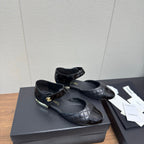 CC Quilted Cap Toe Ballerina Flats Black Lamskin & Calfskin 429729
