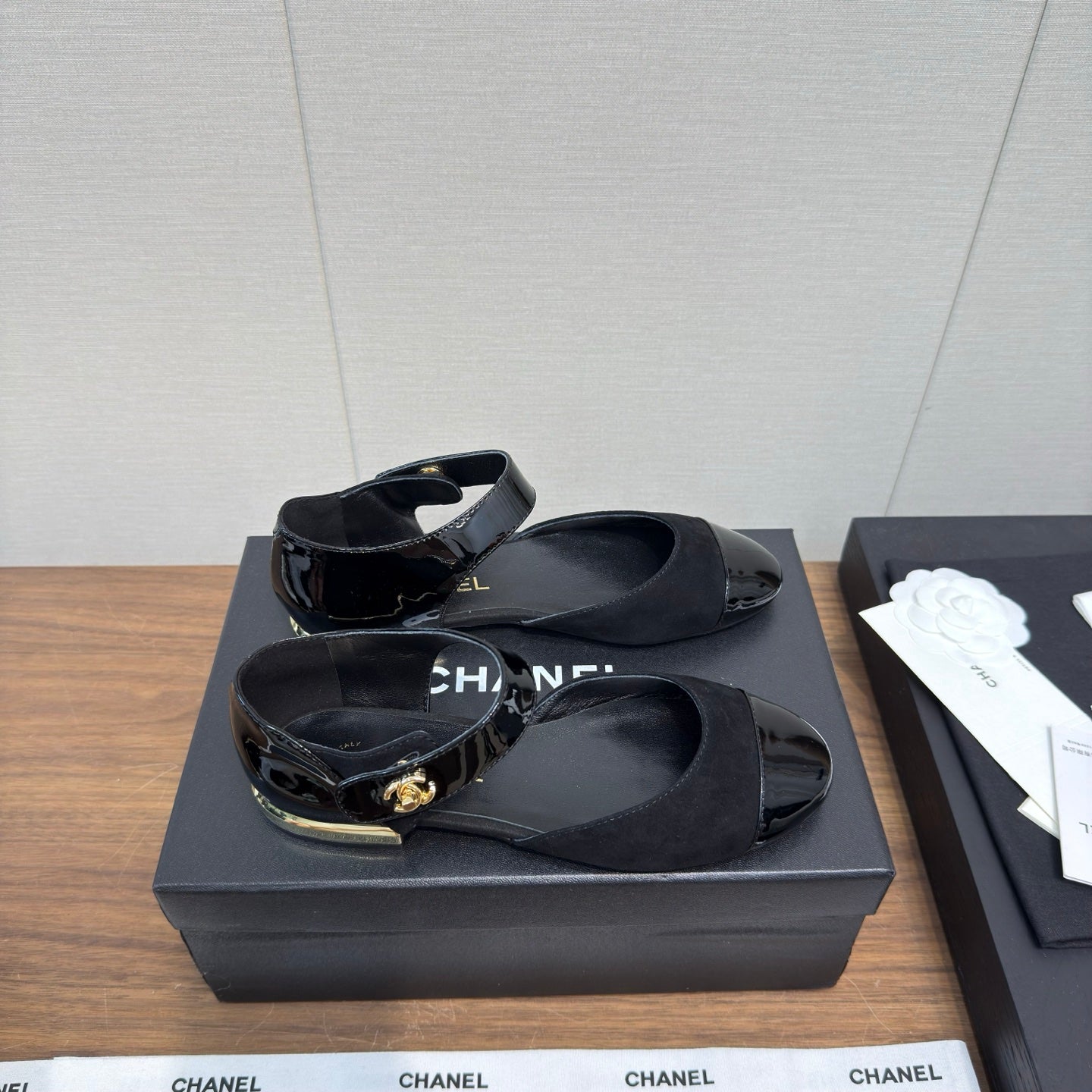 CC Ballerina Flats Black Calfskin 429731