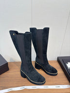 Chanel High Boot Black Suede 465607