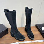 Chanel High Boot Black Suede 465607
