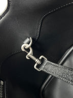 SILVER LOCKER SHOULDER BAG 24 IN BLACK CALFSKIN