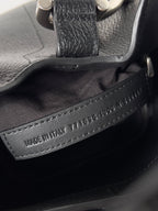 SILVER LOCKER SHOULDER BAG 24 IN BLACK CALFSKIN