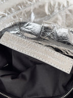 CRUSH SMALL TOTE BAG 26 IN SILVER QUILTED CALFSKIN SILVER HARDWARE