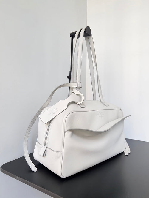 Balenciaga Carrie Bowling Ball Bag White Lambskin