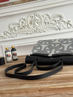 HERBAG ZIP 31 LAQUERED BAG IN OFF-WHITE MIX BLACK H PLUME CANVAS