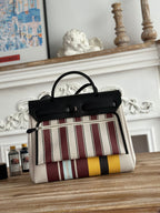 HERBAG ZIP 31 LAQUERED BAG IN BROWN MIX YELLOW H PLUME CANVAS