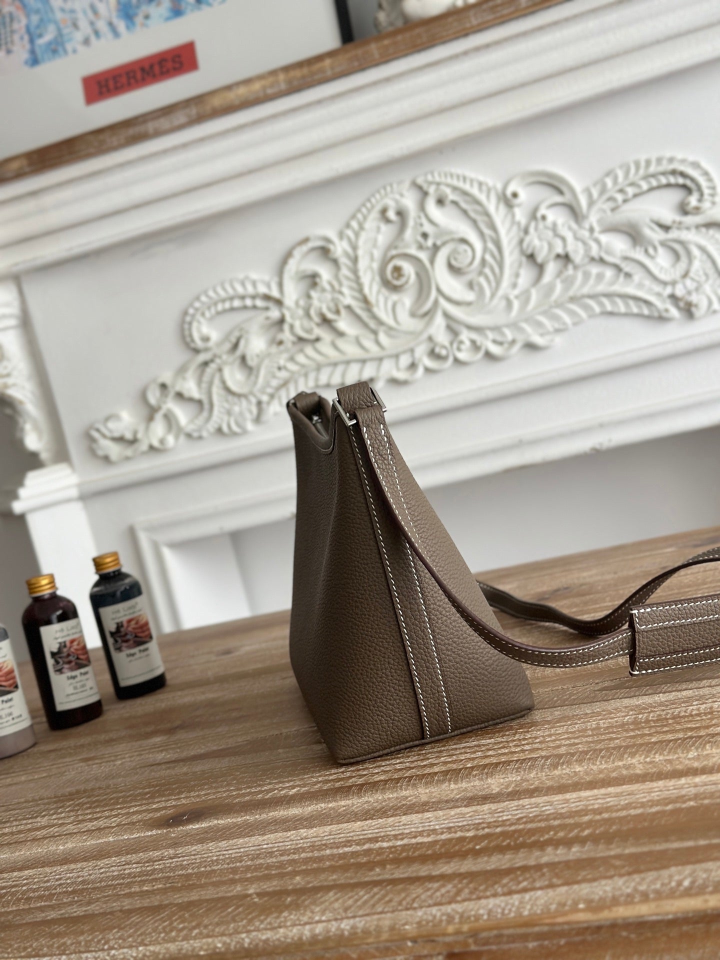 HM Berlingot Shoulder Bag Coffee Epsom Leather 270322