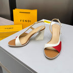 Fendi 26s Arco 9cm Red Brown Cotton Cowhide 675967