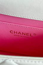 Mini Flap 19cm White Lambskin Gold Hardware